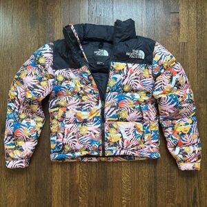 The North Face Black Floral Nuptse Puffer Jacket